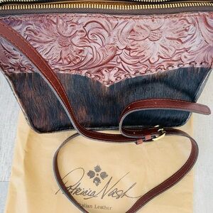 Patricia Nash Embossed Leather Crossbody Bag - Brown and Tan